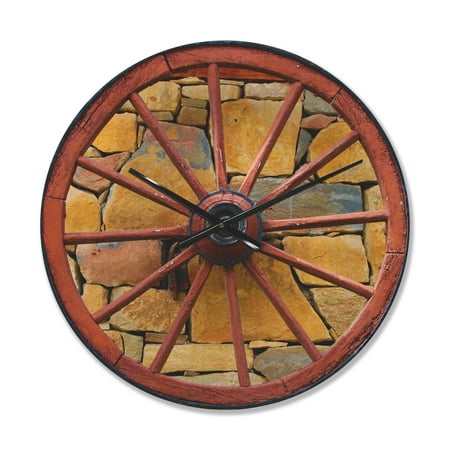 Designart 'Old Country Wooden Wheel ' Rustic Wood Wall Clock