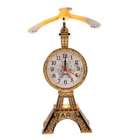 Desk Time Clock Novelty Eiffel Tower Clock Table Clock Desktop Decoration (No Battery)