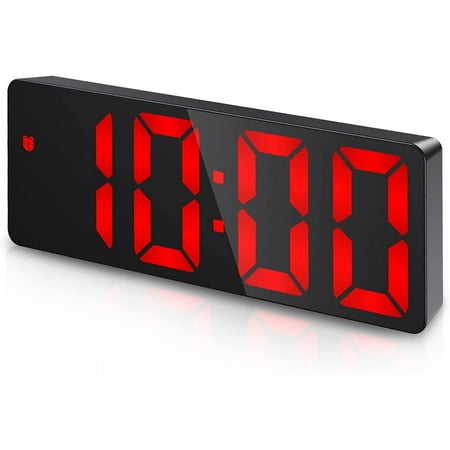 Digital alarm clock, LED clock, with temperature display, adjustable brightness