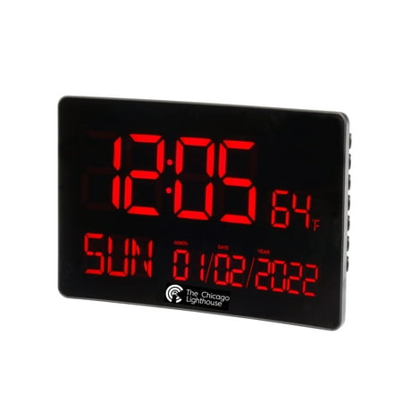 Digital LED 9.75 In. Black Rectangular Body Daylight Savings Selfset Wall or Desk Clock