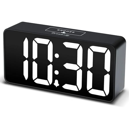 DreamSky Small Digital Alarm Clock for Bederoom, Large Big Numbers Display with Brightness Dimmer, Electric Bedside Desk Clock with USB Charging Port, Adjustable Alarm Volume, 12/24Hr, Snooze