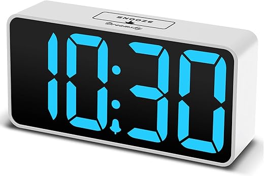 DreamSky Small Digital Alarm Clock for Bedroom, Large Big Numbers Display with Brightness Dimmer, Electric Bedside Desk Clock with USB Charging Port, Adjustable Alarm Volume, 12/24Hr, Snooze