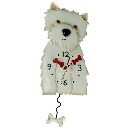 Drevy Westin The White Westie Dog Pendulum Wall Clock