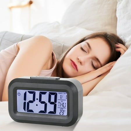 Dyegold Digital Alarm Clock, LED Clock for Bedroom, Electronic Desktop Clock with Temperature Display, 12/24H Display for Home, Bedroom, Office, Women, Kids, College Student, Black