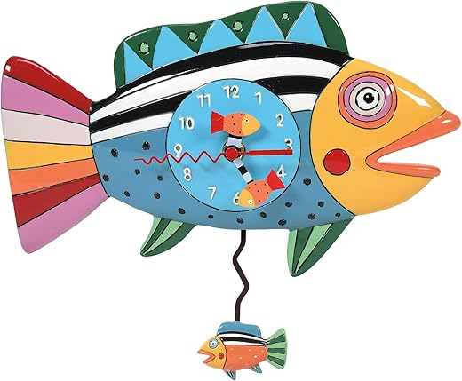 Enesco 6014454 Allen Designs Desk Clock, Rainbow Fish 6.5 Inches