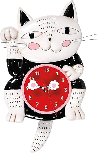 Enesco 6014456 Allen Designs Desk Clock, Lucky Cat 7.87 Inches