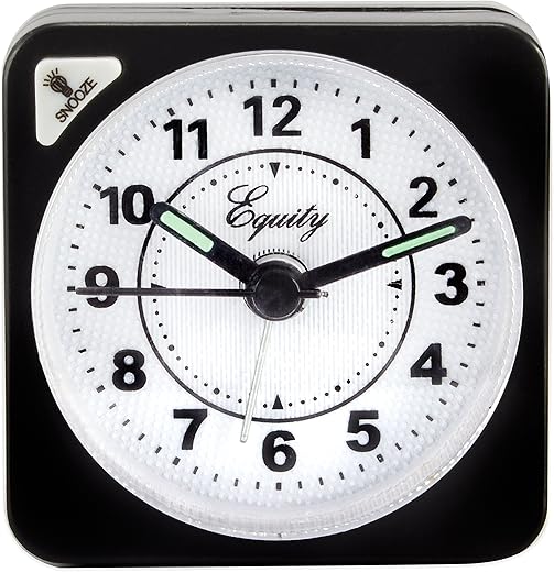 Equity by La Crosse Black Quartz Travel Alarm Clock, 1 Count (Pack of 1)