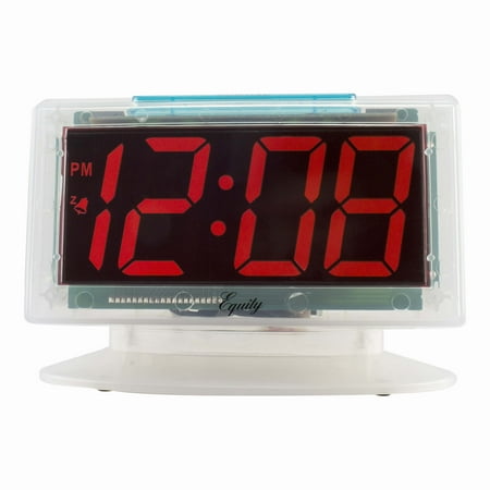 Equity Jumbo Clear 1.80-inch Red LED Electric Bedside Alarm Clock, 30040