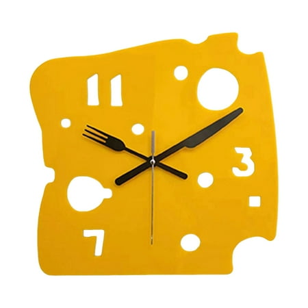 Esquirla Desk Clock 27cmx27cm Decorative Hanging Clock for Living Room Cafe Farmhouse Yellow