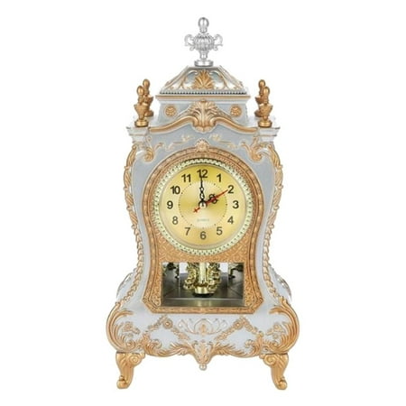 European Antique Clock,Vintage Table Desk Clock,Wall Clock With Pendulum Chimes for Home Office Hotel Decoration