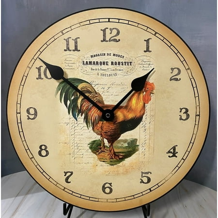 French Rooster Wall Clock | Beautiful Color, Silent Mechanism, Made in USA