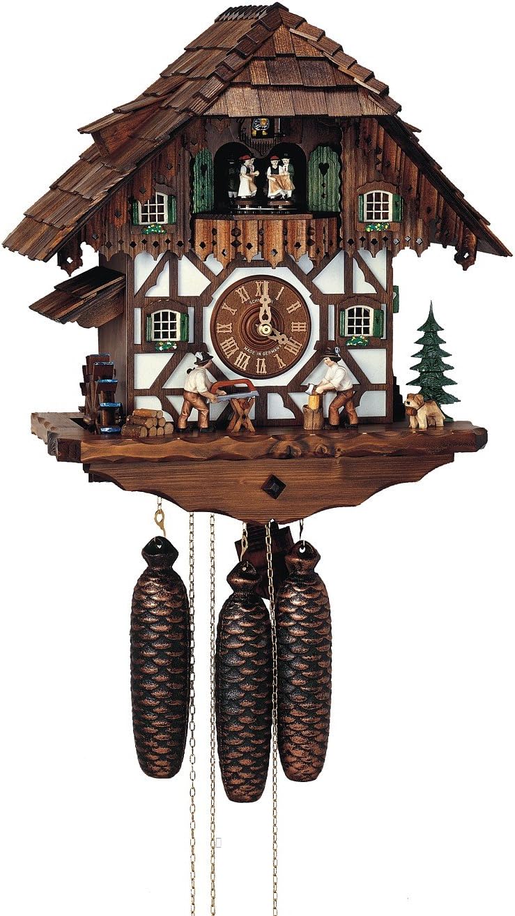 German Cuckoo Clock 8-Day-Movement Chalet-Style 16.00 inch - Authentic Black Forest Cuckoo Clock