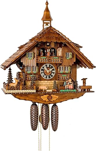 German Cuckoo Clock 8-day-movement Chalet-Style 23.00 inch - Authentic black forest cuckoo clock by Hönes