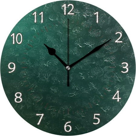 GZHJMY Hunter Green 1 Wall Clock, PVC Silent Non Ticking 10 Inch Battery Operated Wall Clocks, Easy to Read Clock for Home Kitchen Living Room Bathroom Office Decor