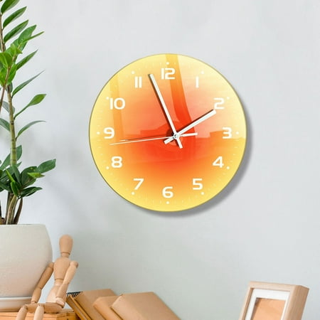 HALJEN Small Crock with Timer Orange Gradient Sunset Dual Intention Wall Clock Novel Gradient Clock Desktop Background Dual Intention Wall Clock Kitchen Decor Clock Acrylic Clock Decoration