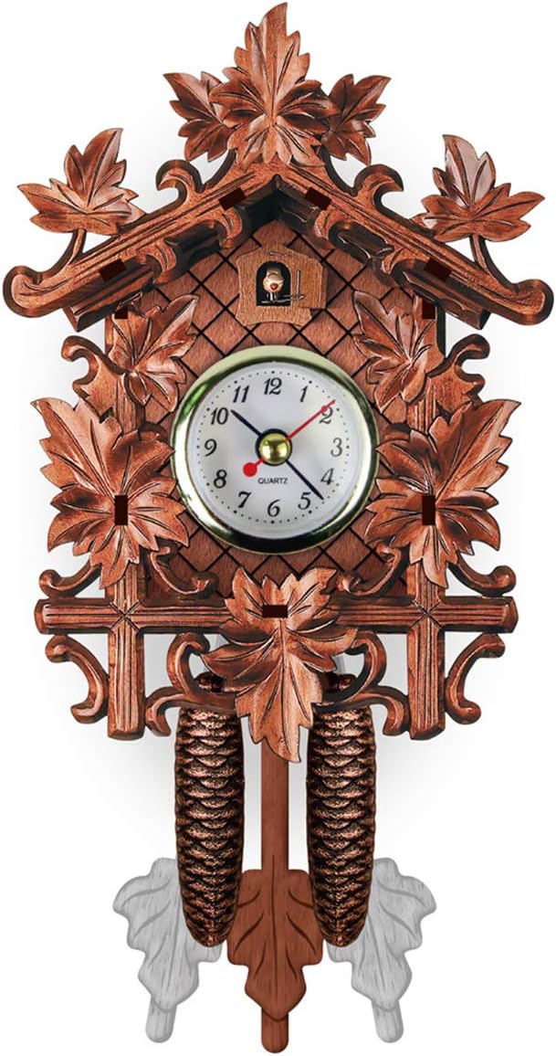 Handmade Wooden Cuckoo Wall Clocks, Swing Coo Coo Vintage Clock Cuckoo Hanging Clock Pendulum Wall Clock for Room Decor Living Room Decor