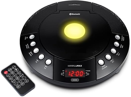 HANNLOMAX HX-330CD CD Player, FM Radio, Bluetooth, Alarm Clock, Red LED Display, USB Port for Charging and MP3 Playback, Aux-in, Remote Control Included, AC Operation only. (Black)