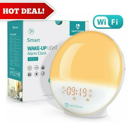 Heimvision A80S Wake Up Light Sunrise Alarm Clock for Adults & Kids,Work w Alexa (White)-New