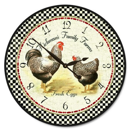 Hickman's Rooster Wall Clock | Beautiful Color, Silent Mechanism, Made in USA