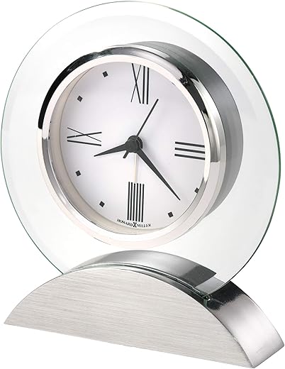 Howard Miller Brayden Alarm Table Clock 645-811 Modern Glass with Quartz, Alarm Movement.