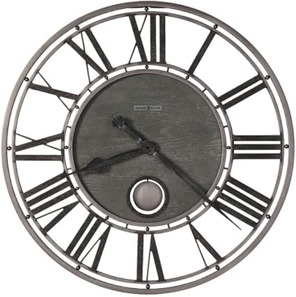 Howard Miller New Haven Wall Clock II 549-485 – Wrought Iron Finished in Aged Silver, Open Frame Design, Aged Silver Pendulum, Modern Home Décor, Quartz Movement