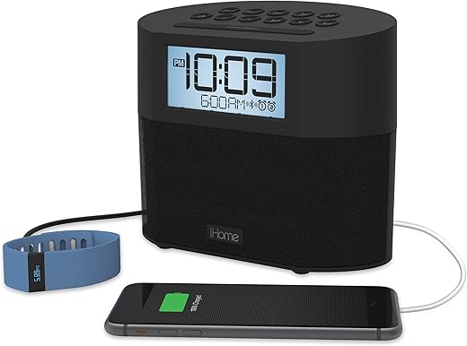 iHome iBT231 Bluetooth Dual Alarm FM Clock Radio with Speakerphone and Dual USB Charging