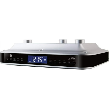 iLive Under The Counter Wireless Stereo Bluetooth Speaker, Digital Alarm Clock, Kitchen Timer, Dual HD Speakers, FM