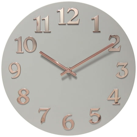 Infinity Instruments Vogue Round Gray & Rose Gold 12-inch Analog Wall Clock