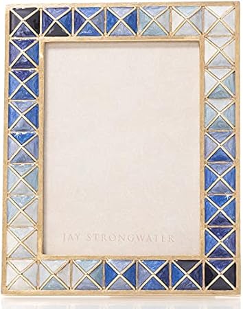 Jay Strongwater Abaculus Indigo Pyramid Frame, Modern and Geometric, 3 x 4