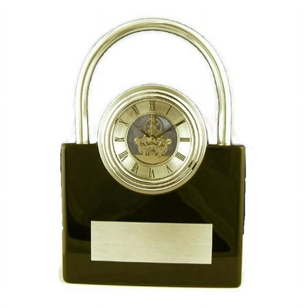 Jiallo Padlock Skeleton Stainless Steel Mantel Clock in Black/Silver