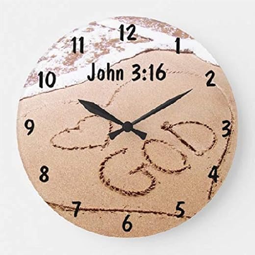 John 3:16 God Wall Clock 10 Inch Religious Spiritual Cross Wall Clock Battery Operated Non-Ticking Vintage Farmhouse Wood Clock Large Wall Clock for Living Room Kitchen Bedroom Decor