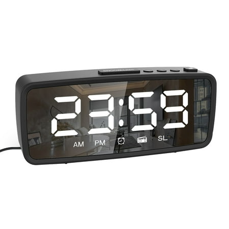 KQJQS LED Radio Digital Alarm Clock Creative Snooze Electronic Clock Dual Alarm Configuration FM Radio FM 7-inch Large Screen Display USB Charging Digital Clock