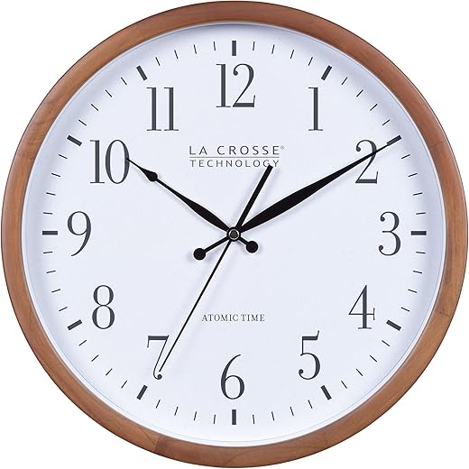 La Crosse Technology 404-50447-INT 12.8" Atomic Walnut Analog Wall Clock