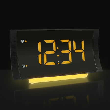 La Crosse Technology Black LED Bedside Alarm Clock 617-89577-INT with Radio and USB port