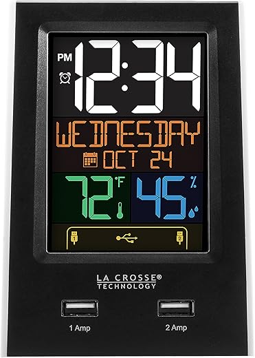 La Crosse Technology C86224 Dual USB Charging Alarm with nap Timer, 3.74" L x 2.40" W x 5.24" H, Black