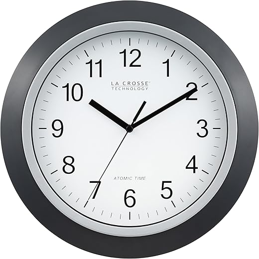 La Crosse Technology WT-3129B 12 Inch Atomic Analog Wall Clock, Pack of 1, Black