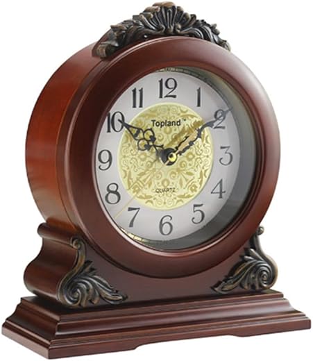 Mantel Clock Decorative Chime Wood Mantle Clock Battery Operated - Silent Wooden Mantle Clock for Living Room Decor Above Fireplace Mantel, Office, Table, Shelf & Home Gift