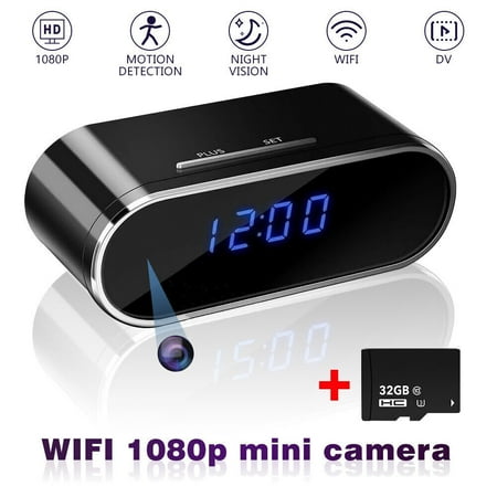 MDHAND Mini Camera Clock HD 1080P Smart Clock with Night Vision for Home, Office, Store Security with 32G SD Card