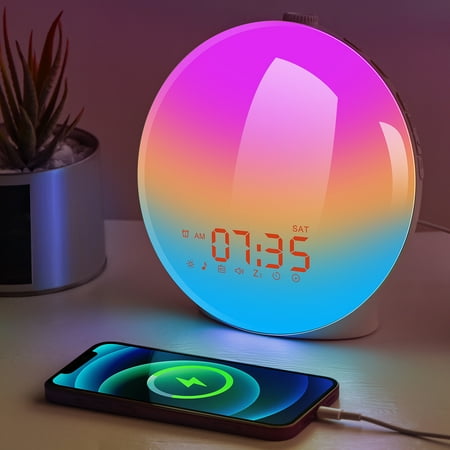 MEETCRAFTS Wake up Light 360 ° LED Screen Sunrise Sunset Simulation Alarm Clock MTC01