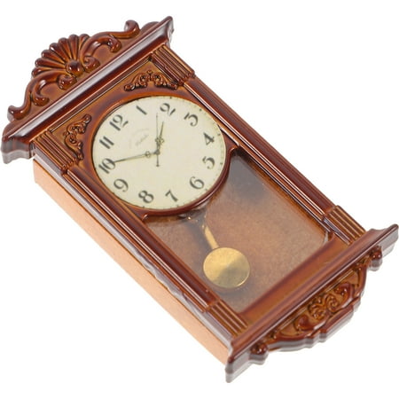 Miniature Mantel Clock Pendulum Decoration Grandfather Decorative Portable House Wooden