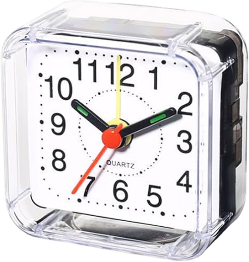 Mini Square Alarm Clock Mute Analog Ticking Operated Clocks Battery Powered Mute Non Ticking for Children Boys Girls Birthday Gift Attachment to Wake Alarm Clock Home Décor Products