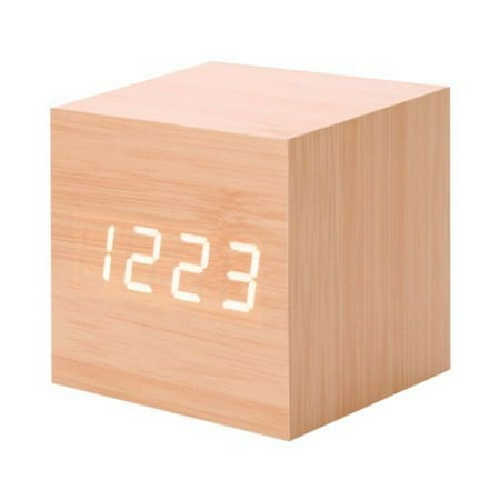 Modern Digital Wooden LED Desk Alarm Clock - Bamboo