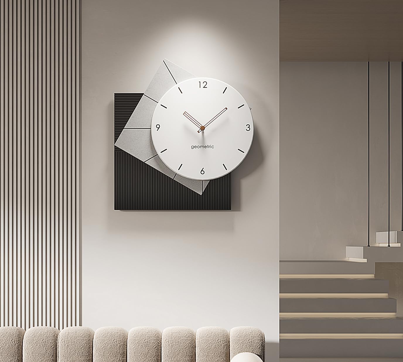 Modern Wall Clock Decorative Wall Clocks Square Gray Silent Non-Ticking Big Clock Battery Operated for Living Room, Bedroom, Office(14.96 x 16.5inch)