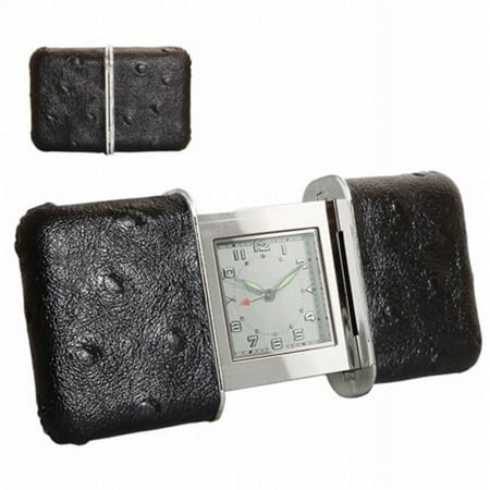 Natico Originals Slide Travel Alarm Clock with Black Leather