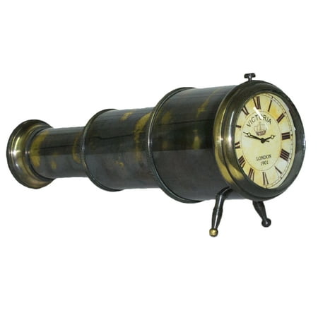 Nautical Décor Gift Genuine Brass Telescope Desktop Clock