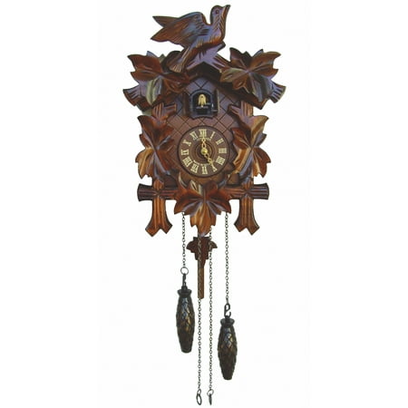 Quartz Cuckoo Clock 5 leaves, bird, with music