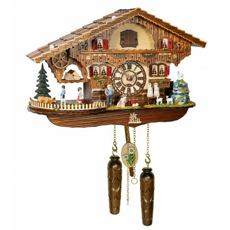 Quartz Cuckoo Clock Swiss house with music, turning dancers