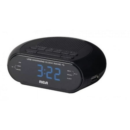 RCA Dual Wake Clock Radio with USB Charging