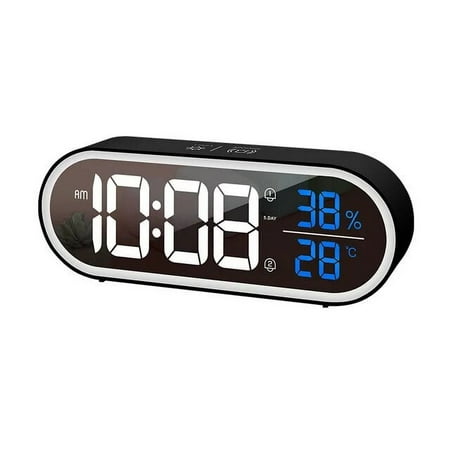 Rechargeable LED Dual Alarm Music Digital Desktop Clock with Voice Control Always On and Temperature Humidity Display in ℃/℉