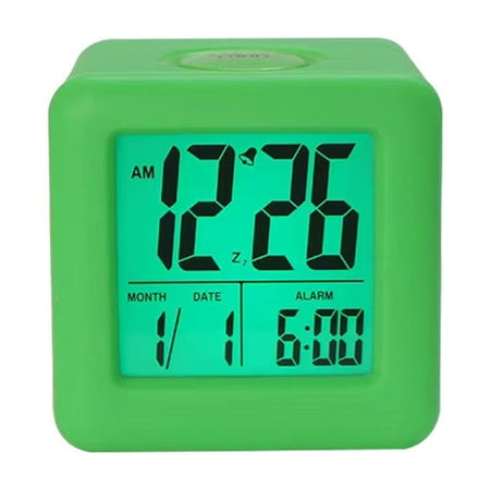 Relocy Crazy Clearance Alarm clock, Silicone Clock LCD Digital Clock Anti Slip Student Small Alarm Clock with Night Light Small Square Clock Large Digital Seat Clock Green, Silica Gel, 1x Alarm clock